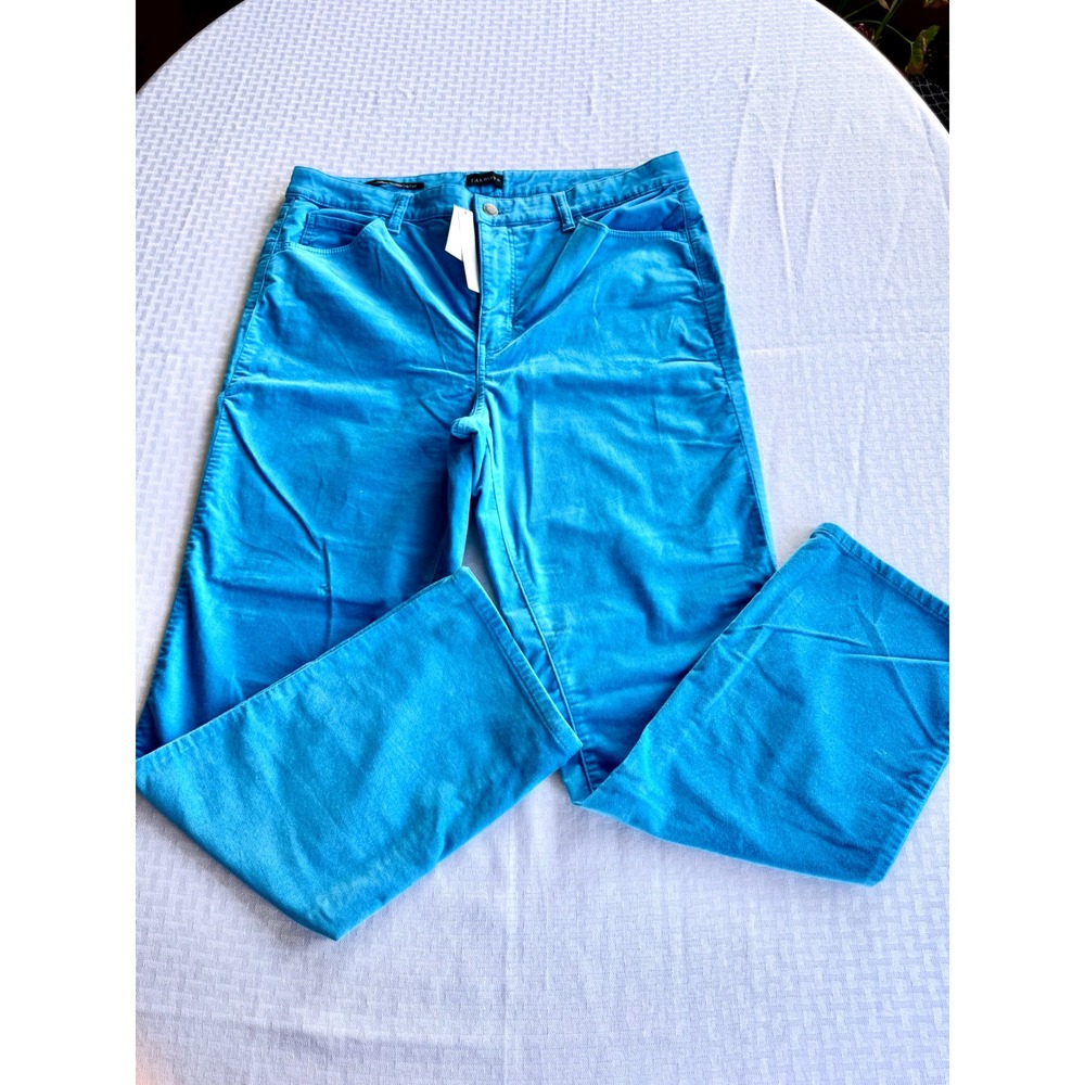 Talbots‎ Velveteen Straight Leg Pants 14P Turquoise Blue Slimming Petite NEW